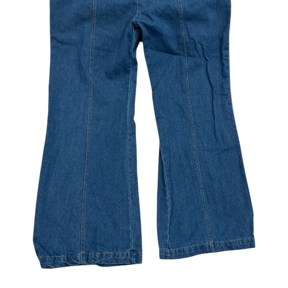 Unbranded Blue Halter Denim Jumpsuit Heart Back Cutout - Picture 4 of 6